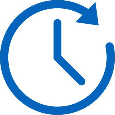 arrow around two hands on a clock graphic
