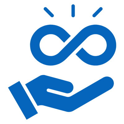 hand holding infinity sign graphic