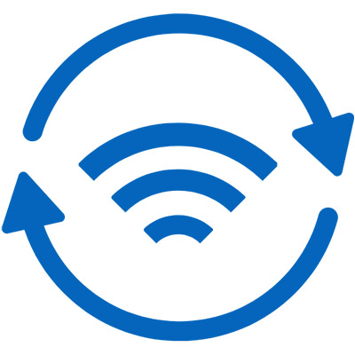 two arrows around wifi bars graphic