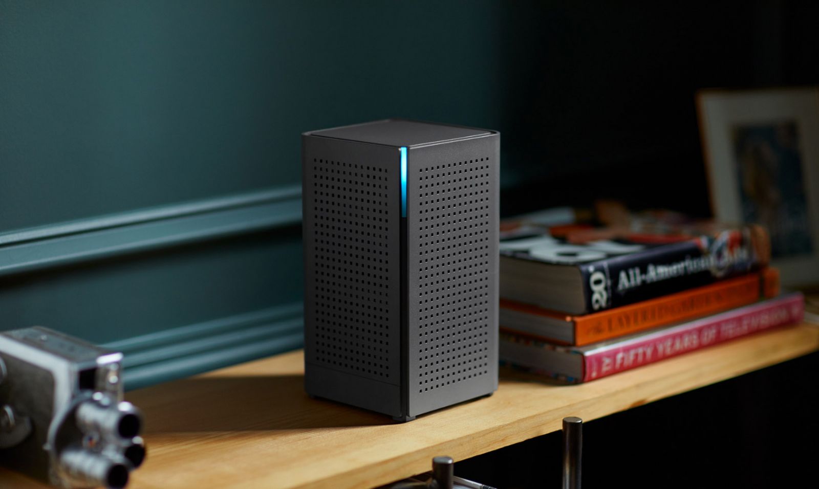 WTC wifi router sitting on shelf