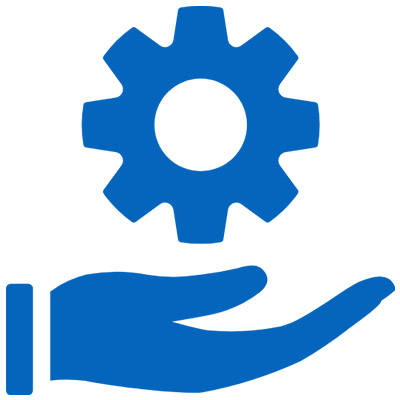 hand holding gear graphic