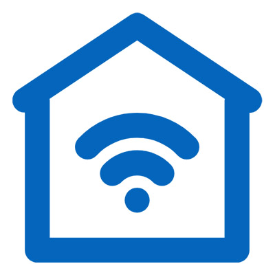 house with wifi bars graphic