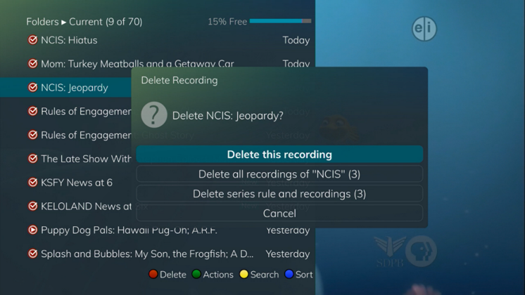 Delete Recorded Program Series Rule Options