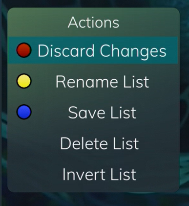 Favorite List Actions