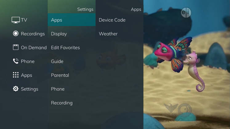 WTCtv Apps Settings Menu 