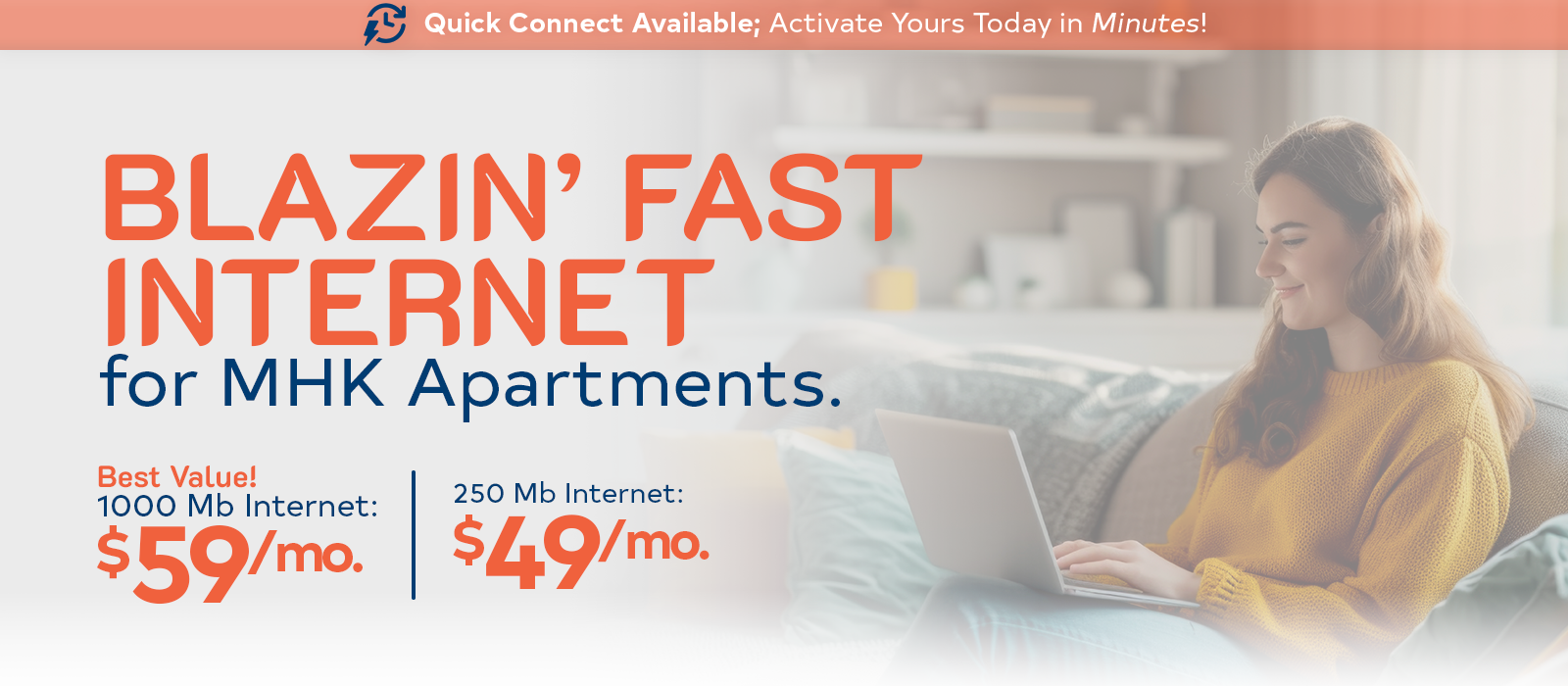 WTC Fiber woman sitting with laptop